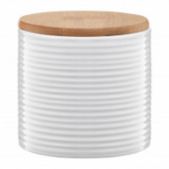 Ambition Pojemnik ceramiczny Tuvo w paski poziome z bambusową pokrywką 670 ml