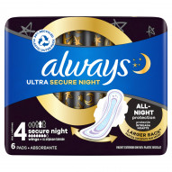 Always Ultra Podpaski Secure Night (rozmiar 4) ze skrzydełkami x6
